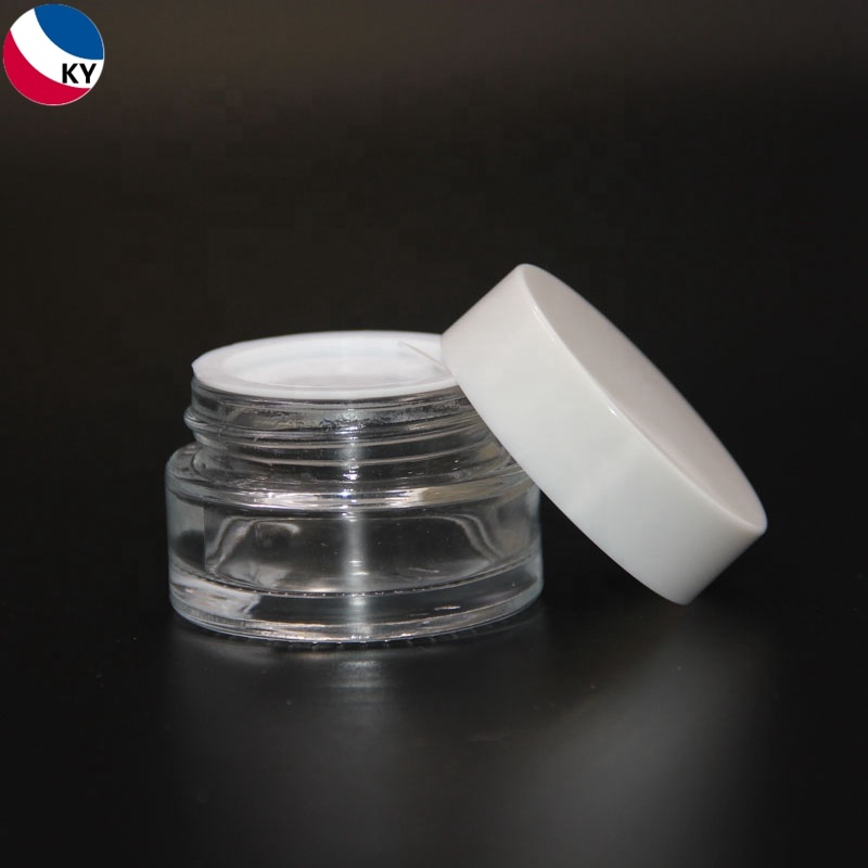 Makeup Lip Balm 15ml Jars Glass Cosmetic Jar Clear Frosted 20G White Lid Skin Care Cream