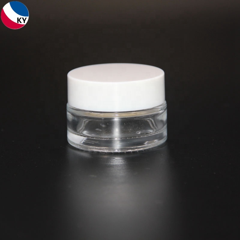 Makeup Lip Balm 15ml Jars Glass Cosmetic Jar Clear Frosted 20G White Lid Skin Care Cream