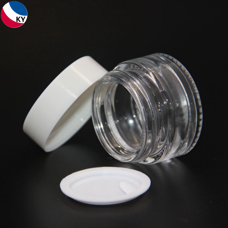 Makeup Lip Balm 15ml Jars Glass Cosmetic Jar Clear Frosted 20G White Lid Skin Care Cream