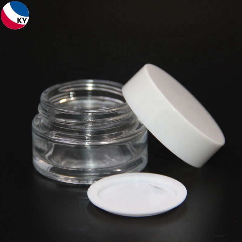 Makeup Lip Balm 15ml Jars Glass Cosmetic Jar Clear Frosted 20G White Lid Skin Care Cream