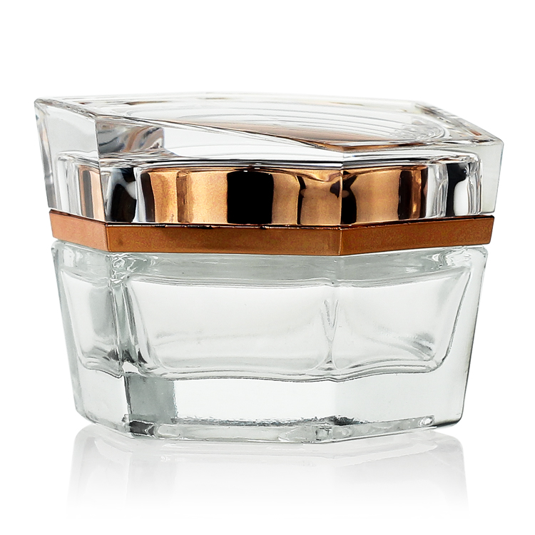 Manufactory Transparent skincare jars 50g glass square cosmetic jar with acrylic cap and cover
