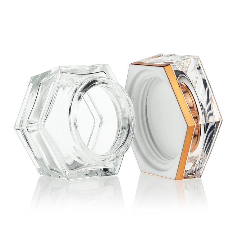 Manufactory Transparent skincare jars 50g glass square cosmetic jar with acrylic cap and cover
