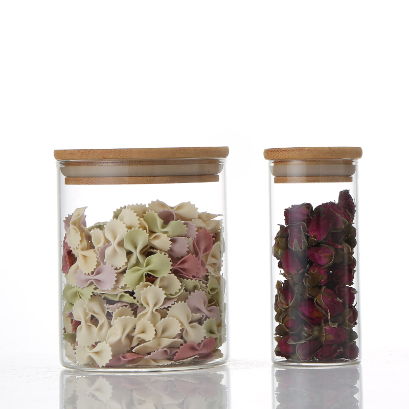 Manufactory Wholesale Glass Jar With Bamboo Lid Storage Food Storage Candy Cookie Glass Jar With Bamboo Lid Custom
