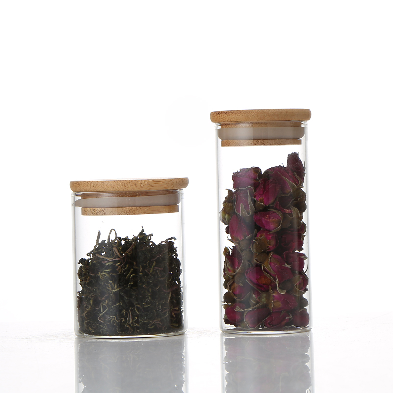 Manufactory Wholesale Glass Jar With Bamboo Lid Storage Food Storage Candy Cookie Glass Jar With Bamboo Lid Custom