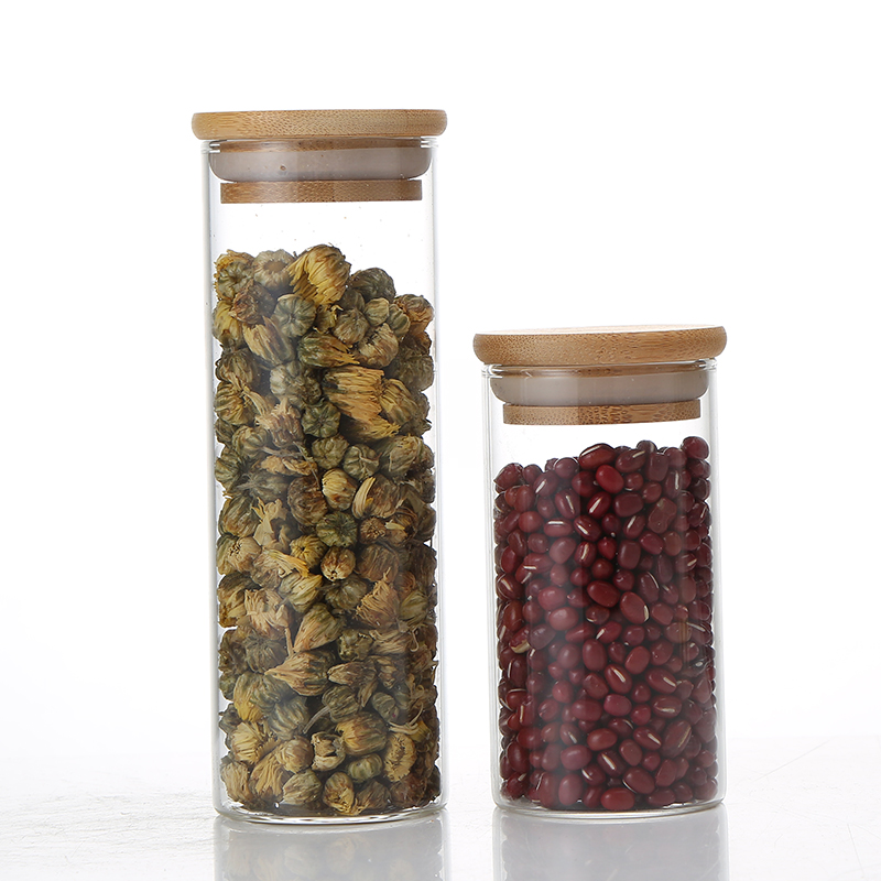 Manufactory Wholesale Glass Jar With Bamboo Lid Storage Food Storage Candy Cookie Glass Jar With Bamboo Lid Custom