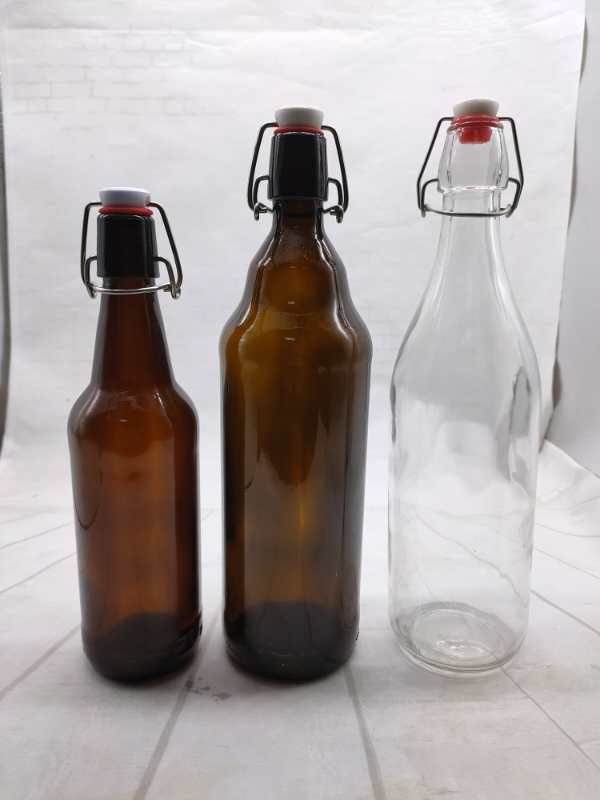Manufactory customized Glass Beer Bottle Alcohol Liquor Bottle swing stopper top glass bottle
