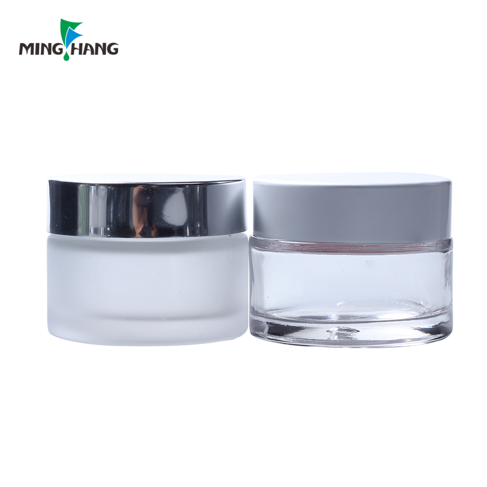 Manufactory direct cosmetic containers 1oz 2oz 3oz glass jar with black cap cream day