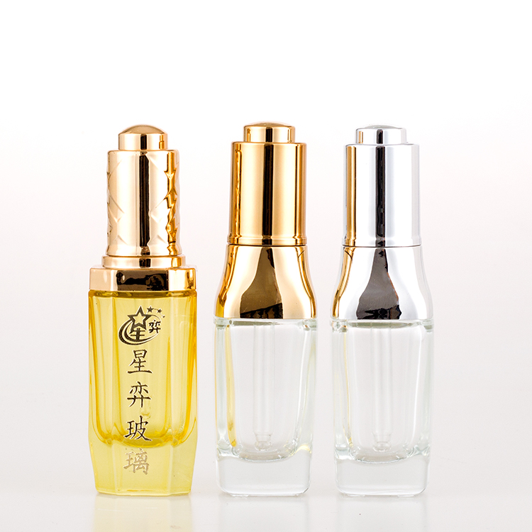 Manufactory direct customized cosmetic glass serum bottle with lid.