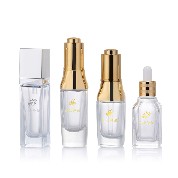 Manufactory direct customized cosmetic glass serum bottle with lid.