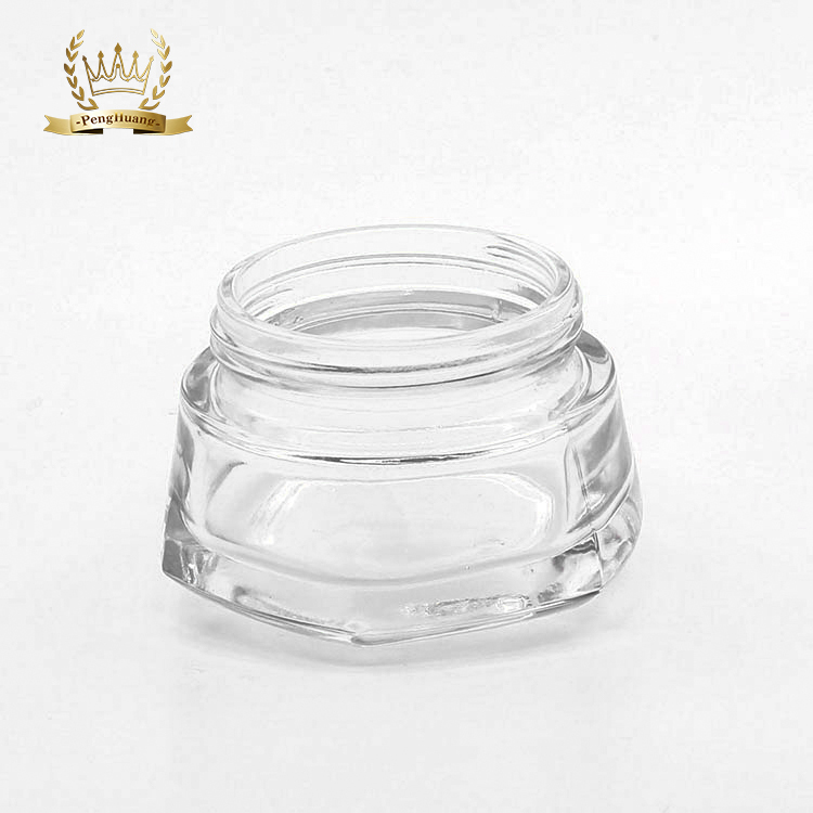Manufactory fancy clear luxury cosmetic packaging jar 50g glass container for cosmetic with cap