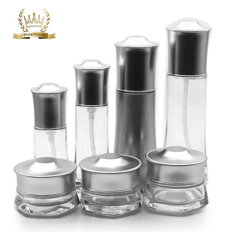 Manufactory fancy clear luxury cosmetic packaging jar 50g glass container for cosmetic with cap