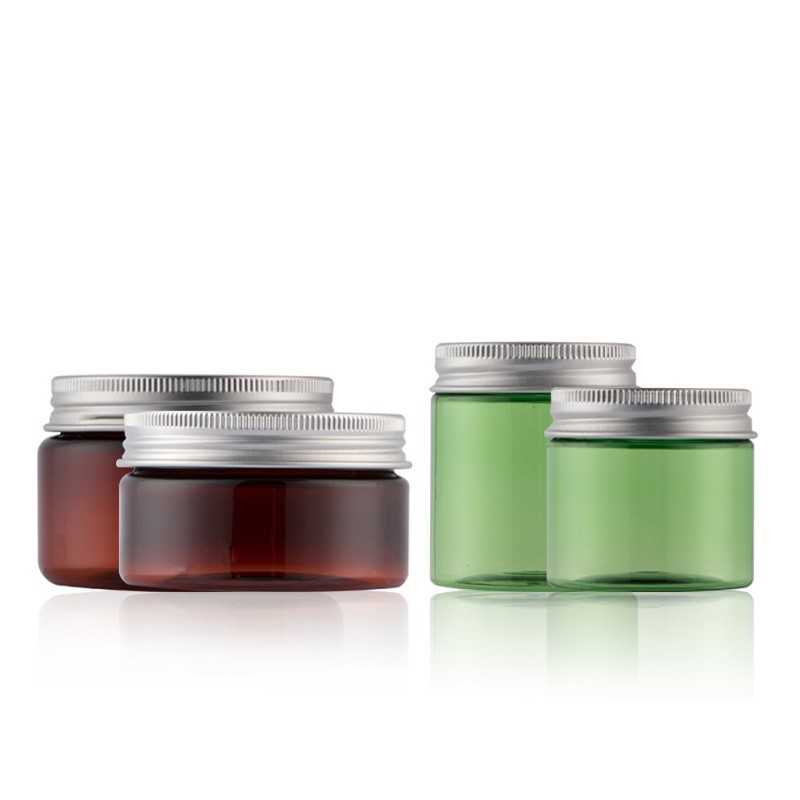 Manufacture 150ml Plastic medical cosmetic packaging PET Eye cream jar with aluminum screw lids
