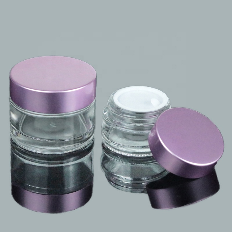 Manufacture 30ml 1oz Clear Cream Glass Jars Empty Round Glass Cosmetic Jar with Metal Lid (GJM09)