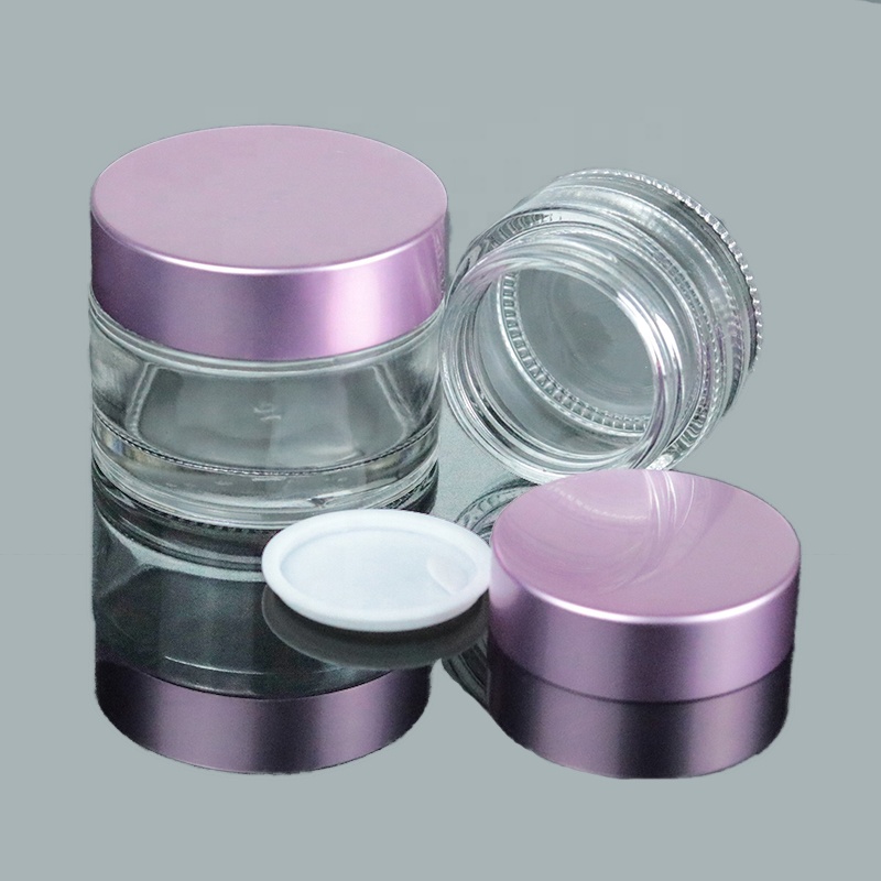 Manufacture 30ml 1oz Clear Cream Glass Jars Empty Round Glass Cosmetic Jar with Metal Lid (GJM09)