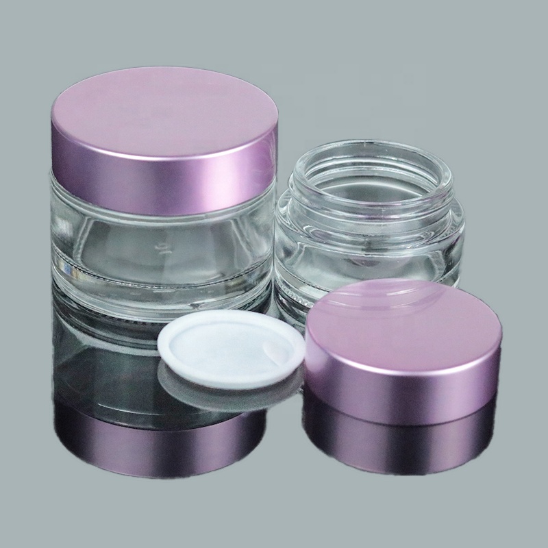 Manufacture 30ml 1oz Clear Cream Glass Jars Empty Round Glass Cosmetic Jar with Metal Lid (GJM09)