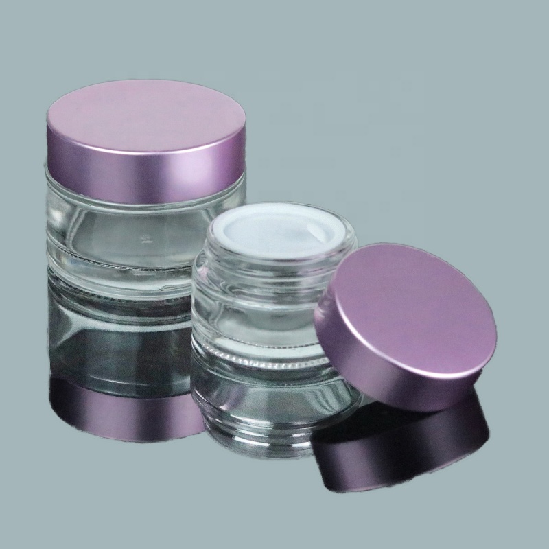 Manufacture 30ml 1oz Clear Cream Glass Jars Empty Round Glass Cosmetic Jar with Metal Lid (GJM09)