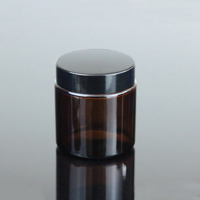 Manufacture 4 oz 120ml Empty Candle Jar Black Lid Amber Glass 120 ml Cosmetic Glass Jar (GJM36)