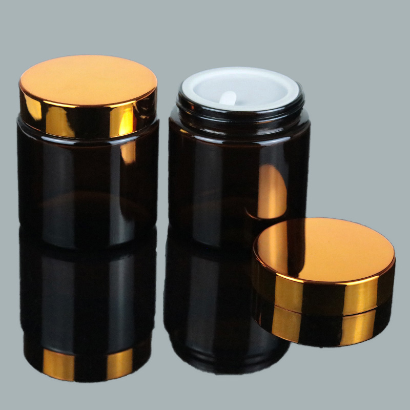 Manufacture 4 oz 120ml Empty Candle Jar Black Lid Amber Glass 120 ml Cosmetic Glass Jar (GJM36)