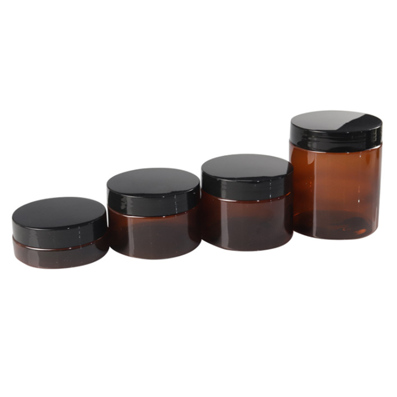 Manufacture 500ml cosmetic packaging clear amber pet plastic cream jar with plastic lid
