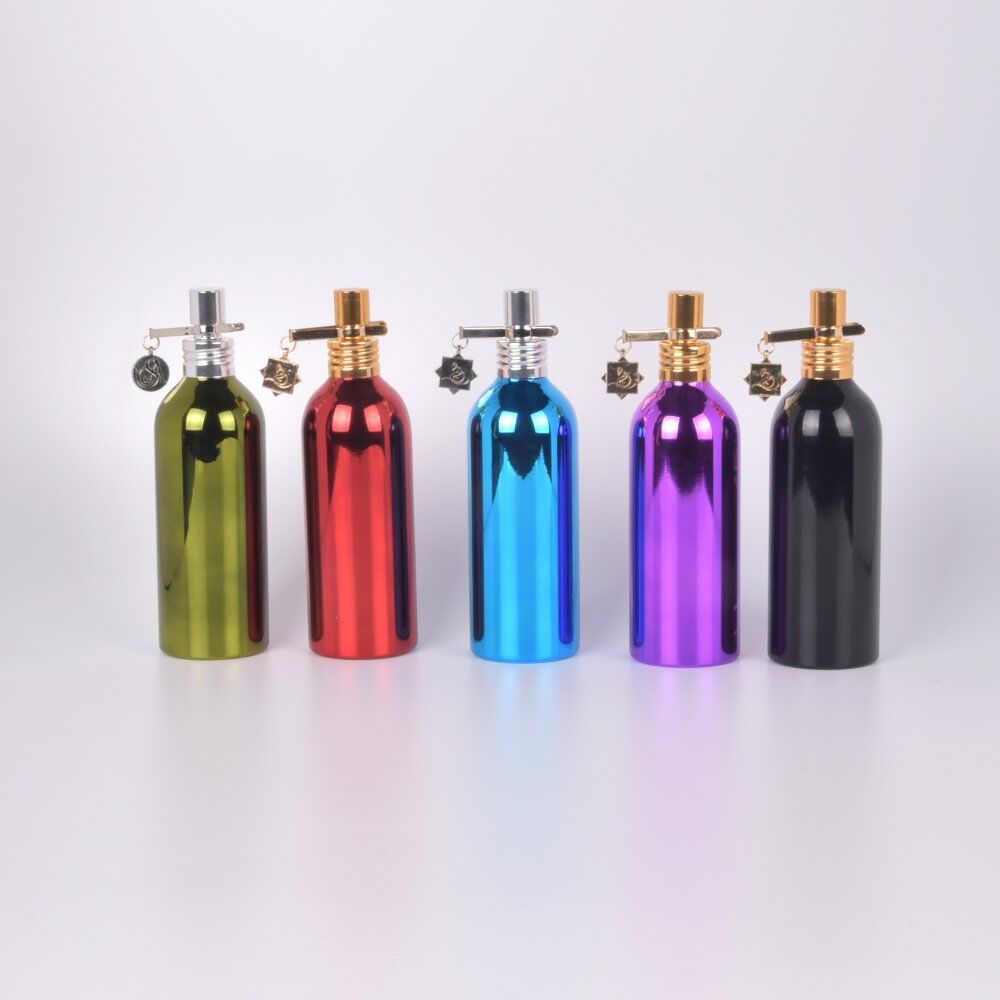 Manufacture 50ml 60ml 100ml Printed Alu Material Fancy Metal 250 Ml Aluminum Perfume Bottle With Mist Spray Pump