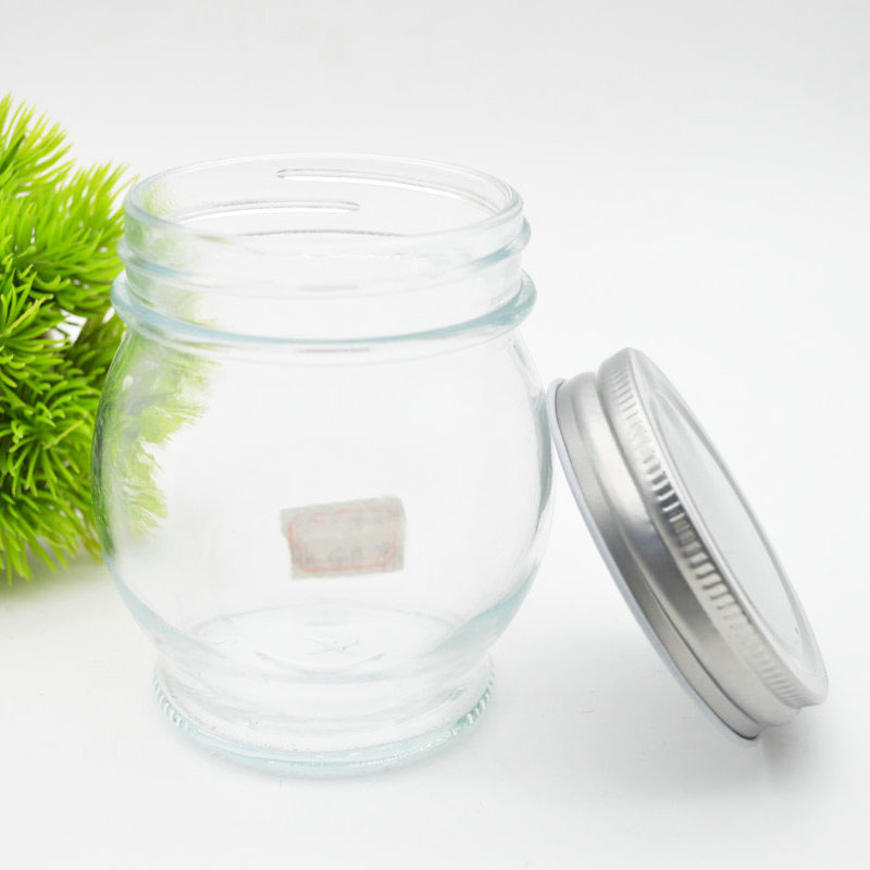 Manufacture 9.3oz 280ml clear candy round containers spice glass jars with screw lid storage