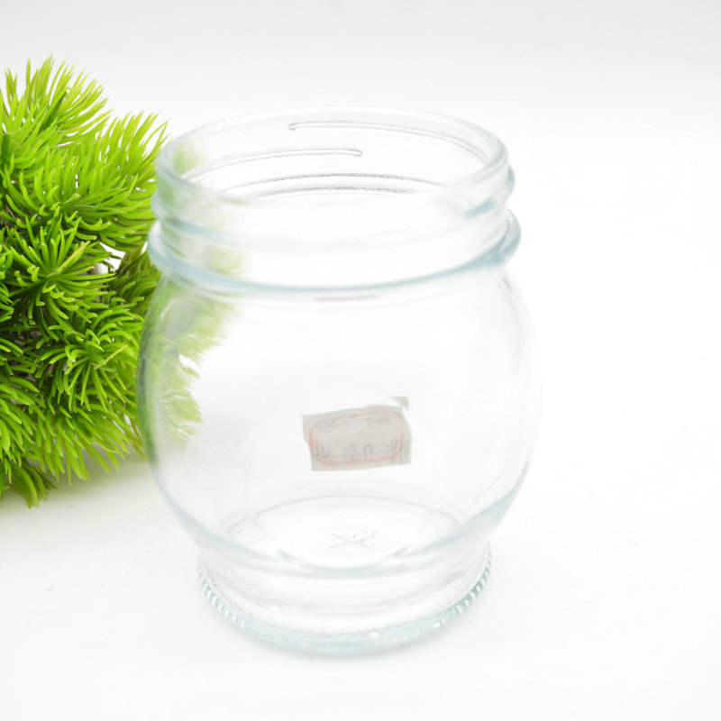 Manufacture 9.3oz 280ml clear candy round containers spice glass jars with screw lid storage