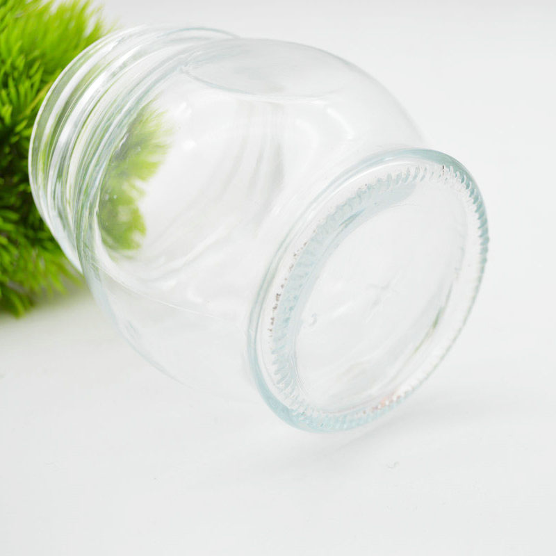 Manufacture 9.3oz 280ml clear candy round containers spice glass jars with screw lid storage