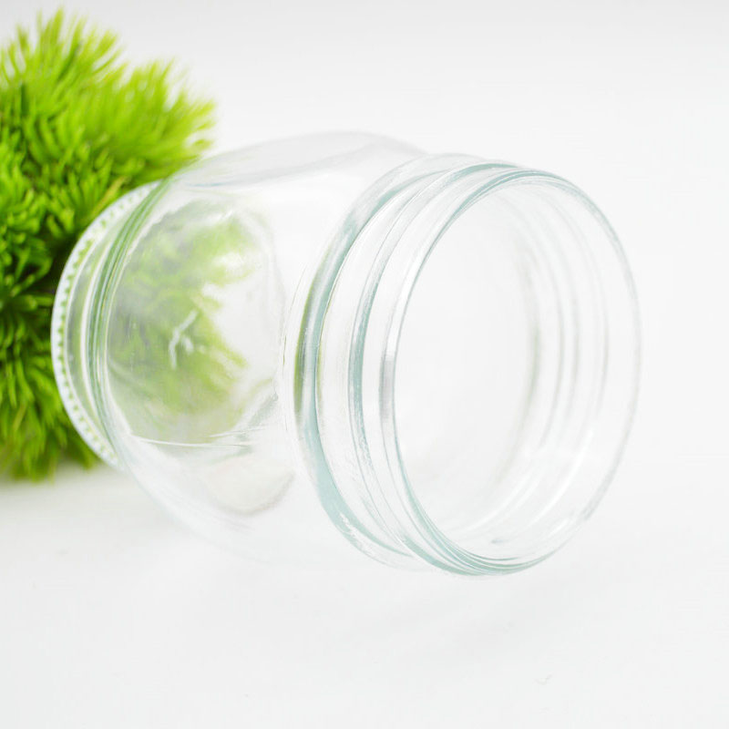 Manufacture 9.3oz 280ml clear candy round containers spice glass jars with screw lid storage
