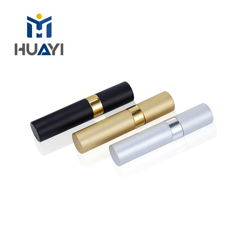 Manufacture Made HUAYI Cosmetic Packaging Aluminium Outside Glass Inside Color Customized 15ml perfume atomizer bottle