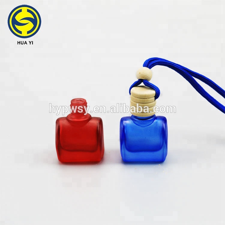 Manufacture Rectangle Square 10ml car diffuser glass bottle wooden cap car perfume bottle