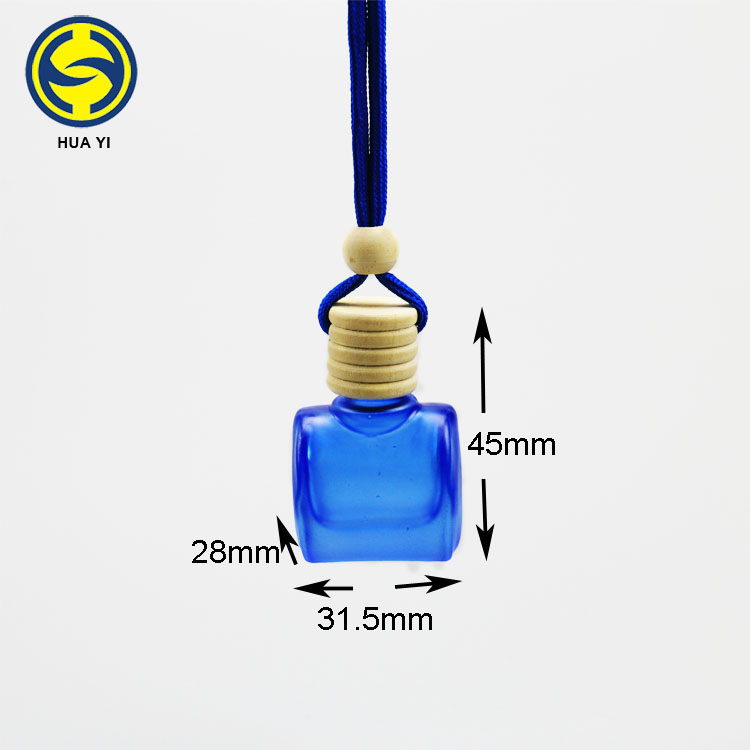 Manufacture Rectangle Square 10ml car diffuser glass bottle wooden cap car perfume bottle