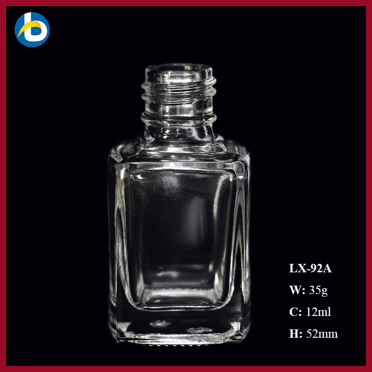Manufacture high repurchase rate square shape 8ml, 10ml, 12ml private label crystal nail polish bottle