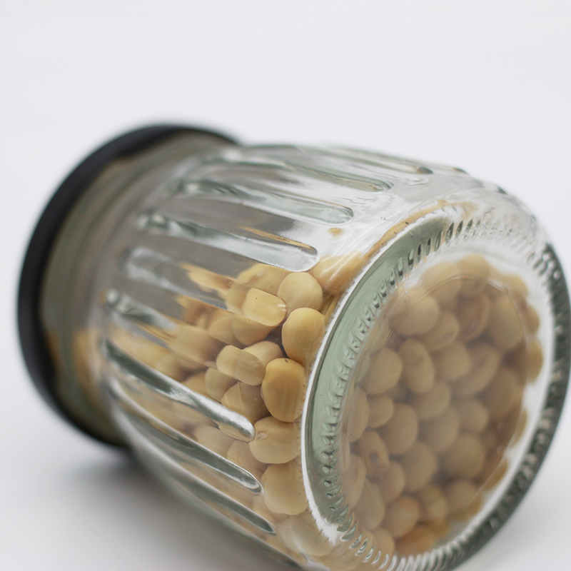 Manufacture stripe pattern 200ml pudding jar and storage jar with plastic cap