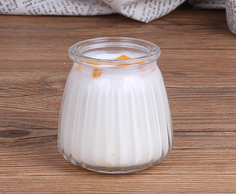 Manufacture stripe pattern 200ml pudding jar and storage jar with plastic cap