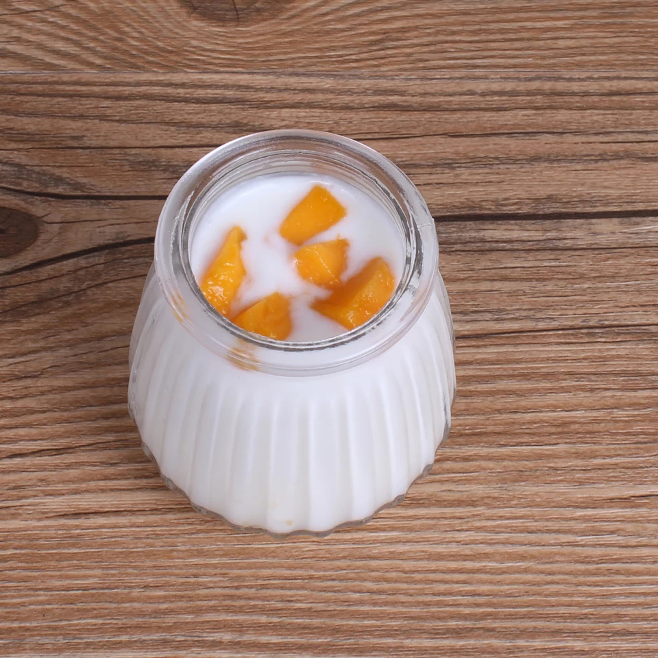 Manufacture stripe pattern 200ml pudding jar and storage jar with plastic cap