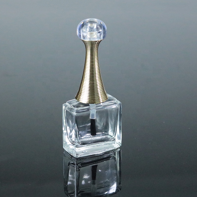 Manufacturer 10 ml square nail polish bottle 10ml with gold brush cap (NG19)