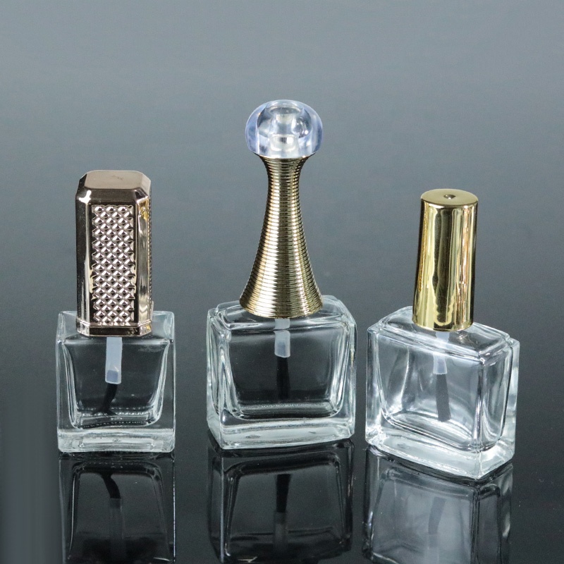 Manufacturer 10 ml square nail polish bottle 10ml with gold brush cap (NG19)