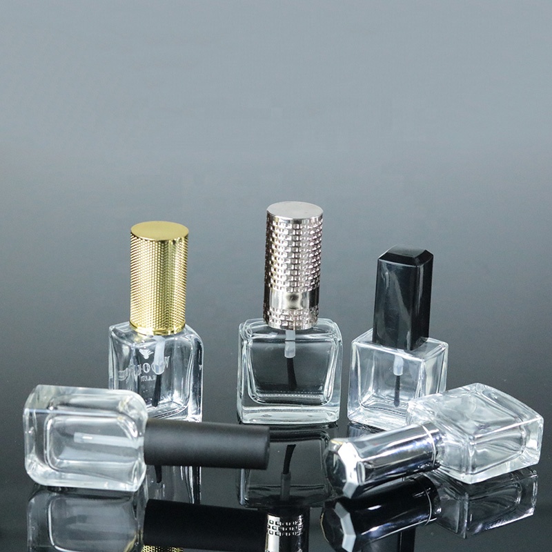 Manufacturer 10 ml square nail polish bottle 10ml with gold brush cap (NG19)