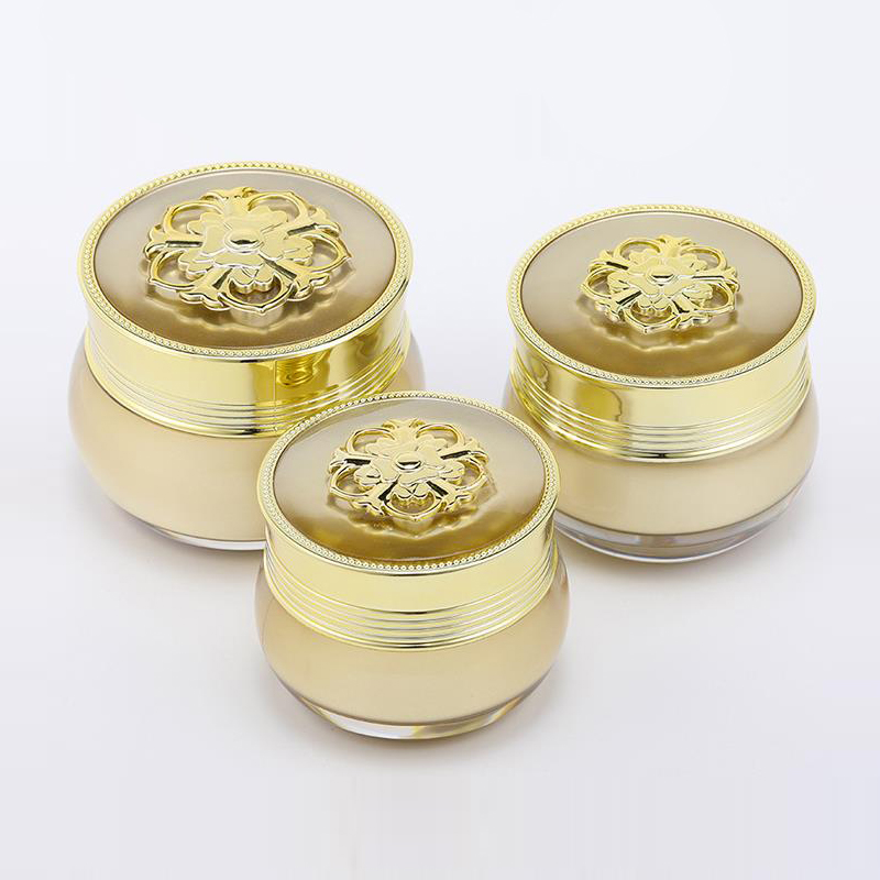 Manufacturer 15g White Golden Round Acrylic Cream Jar Plastic Cosmetic Jar Packaging with Cosmetic Packaging