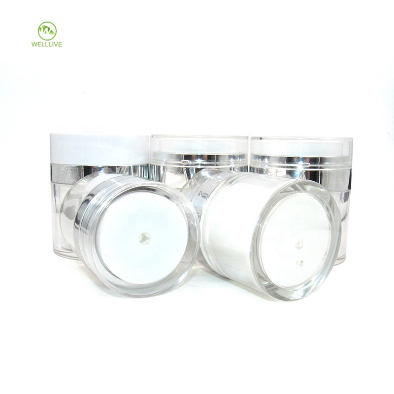 Manufacturer 15ml 30ml 50ml Pearl White Airless Pump Cosmetic push down lotion acrylic plastic jars