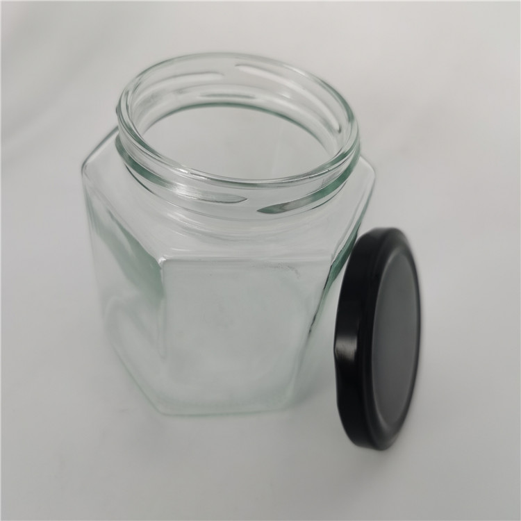 Manufacturer 180ml 280ml 380ml hexagon glass jar for grocery,oval honey jar packaging wholesale