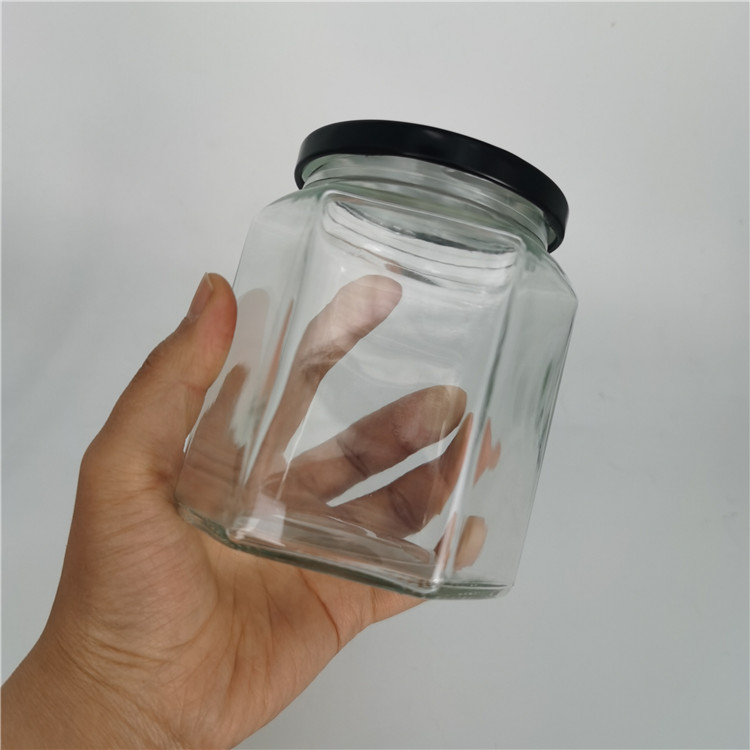 Manufacturer 180ml 280ml 380ml hexagon glass jar for grocery,oval honey jar packaging wholesale