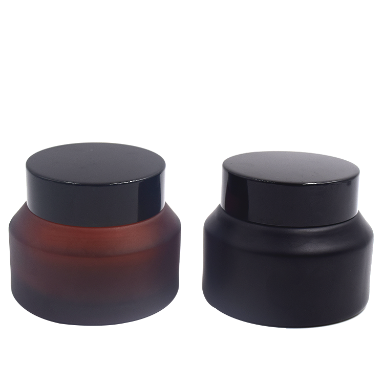 Manufacturer 1oz 2oz 15g 30g 50g 100g frosted matte black cream cosmetic jars with black lids