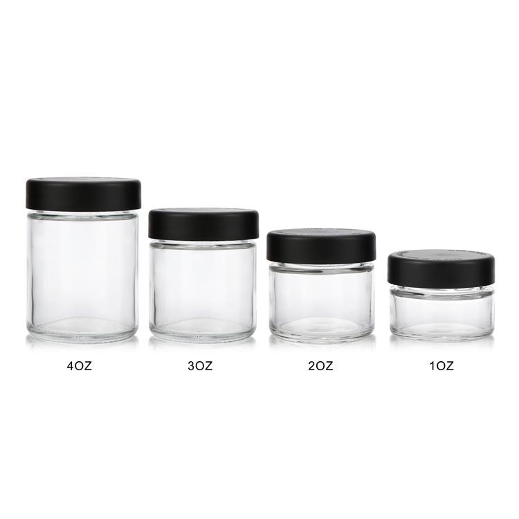 Manufacturer 1oz 2oz 3oz 4oz glass hemp storage jar with child proof lid