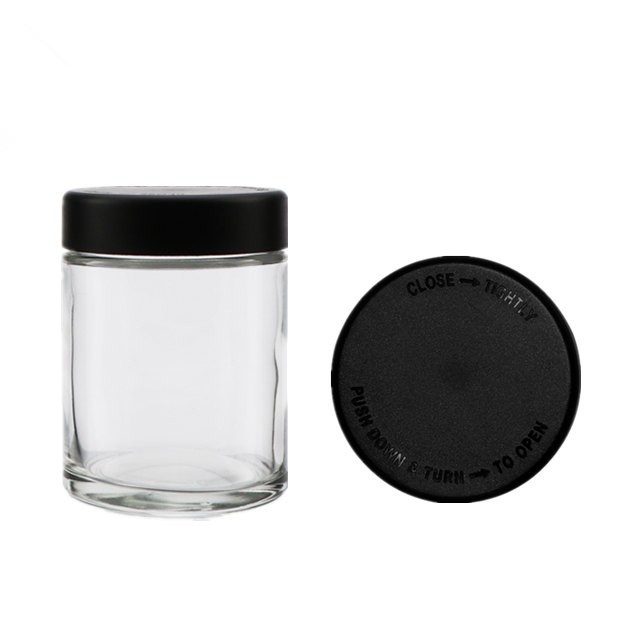Manufacturer 1oz 2oz 3oz 4oz glass hemp storage jar with child proof lid