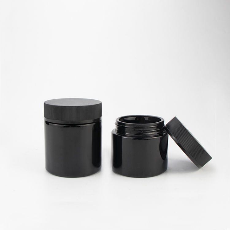 Manufacturer 2 3 4 fl oz empty hemp stash container round bottom dark herb child resistant glass jar with lid