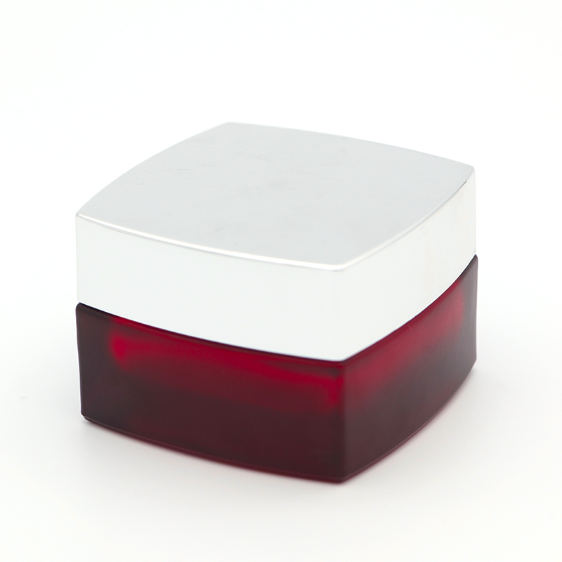 Manufacturer 2 oz 120ml glass jar 50ml 30g 50g 60ml 100ml Pump Lotion Bottles Red Cream Glass Square Jars