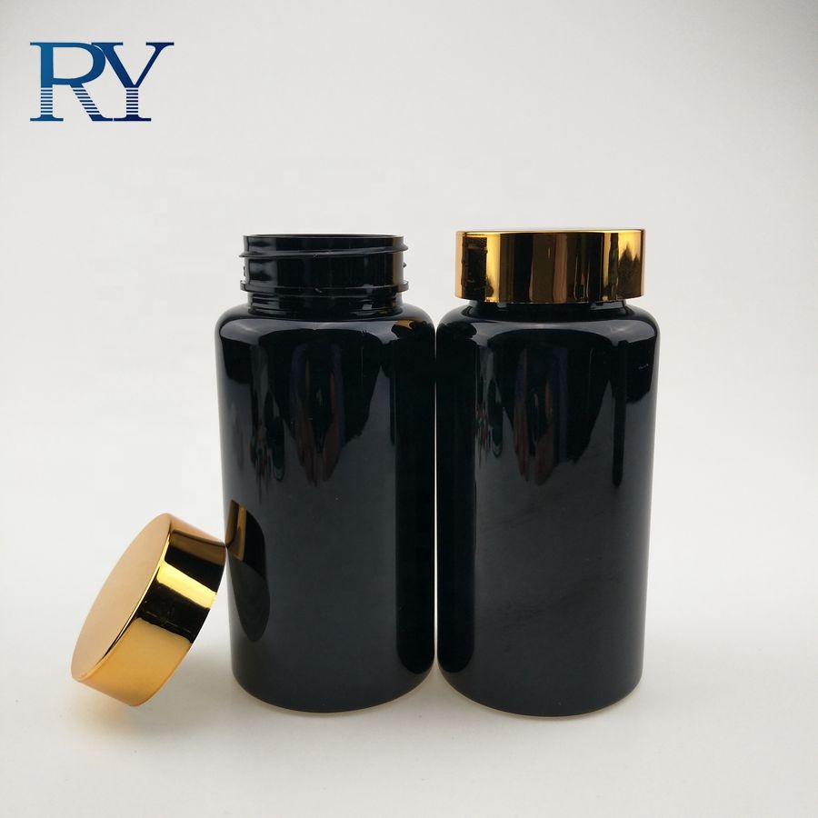 Manufacturer 200cc 250cc 275cc 300cc black health care medicine PET capsule pharmaceutical vitamin bottle