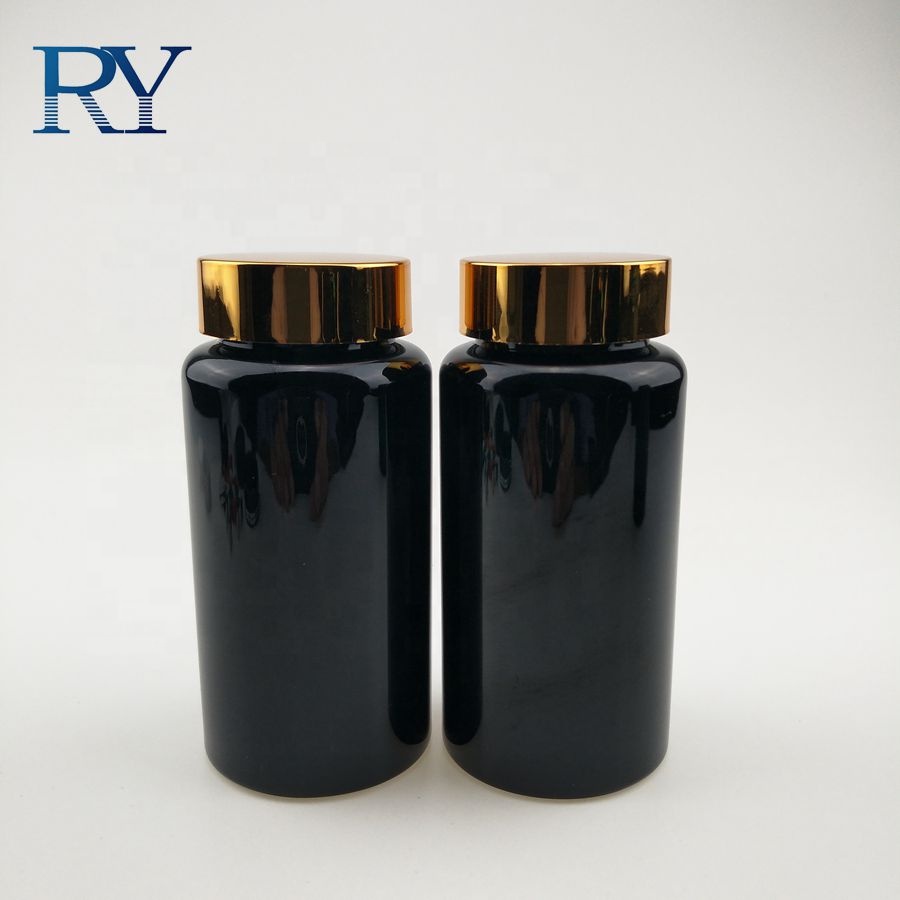 Manufacturer 200cc 250cc 275cc 300cc black health care medicine PET capsule pharmaceutical vitamin bottle