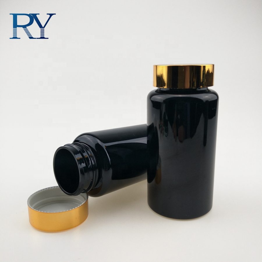 Manufacturer 200cc 250cc 275cc 300cc black health care medicine PET capsule pharmaceutical vitamin bottle